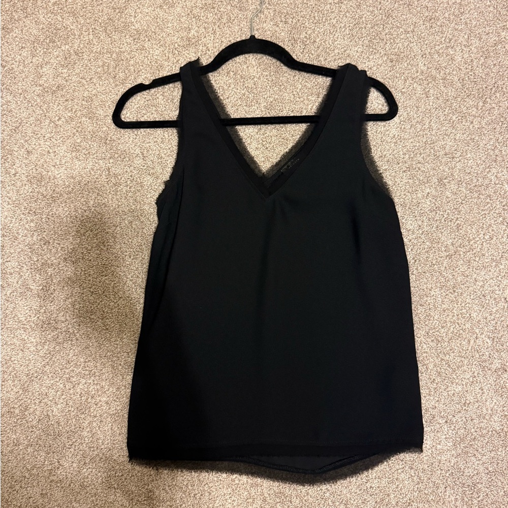 Halogen Black V-Neck Lace-Trim Camisole